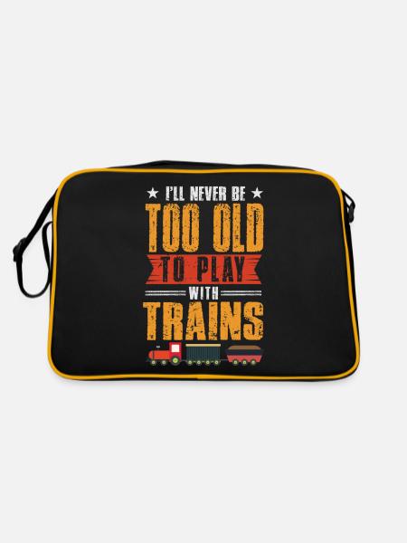 Lokführer Bahn Design I Model Eisenbahn - Retro Tasche - Schwarz/Gold - Hinten