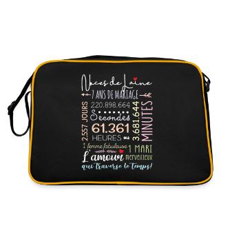 Anniversaire Mariage Cadeau Mariage Cuivre 7 Ans - Sac Retro - noir/or - Dos