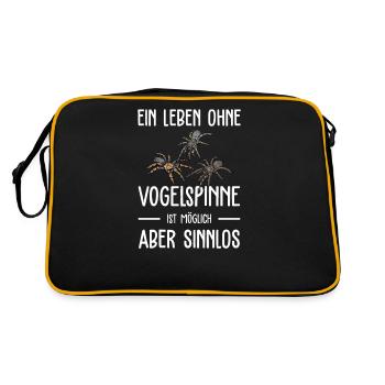 Vogelspinne I Tarantula Terrarium Motiv für - Retro Tasche - Schwarz/Gold - Hinten