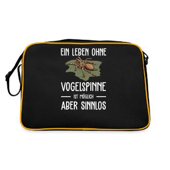 Vogelspinne I Tarantula Terrarium Motiv für - Retro Tasche - Schwarz/Gold - Hinten