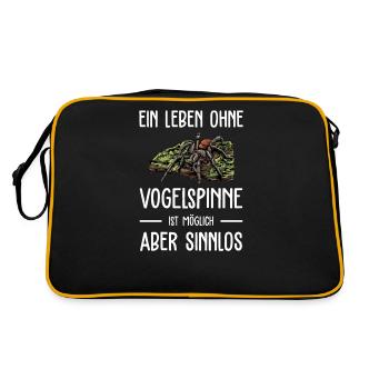 Vogelspinne I Tarantula Terrarium Motiv für - Retro Tasche - Schwarz/Gold - Hinten