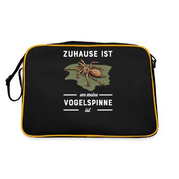 Vogelspinne I Tarantula Terrarium Motiv für - Retro Tasche - Schwarz/Gold - Hinten