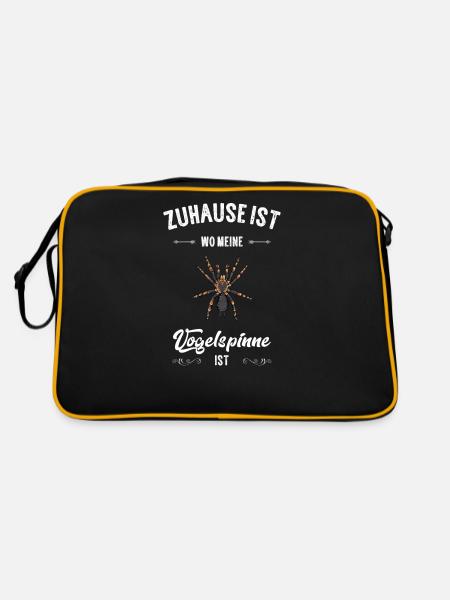 Vogelspinne I Tarantula Terrarium Motiv für - Retro Tasche - Schwarz/Gold