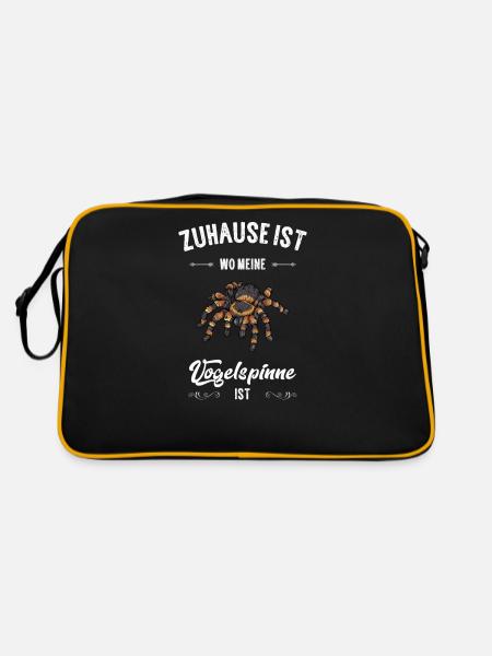 Vogelspinne I Tarantula Terrarium Motiv für - Retro Tasche - Schwarz/Gold - Hinten