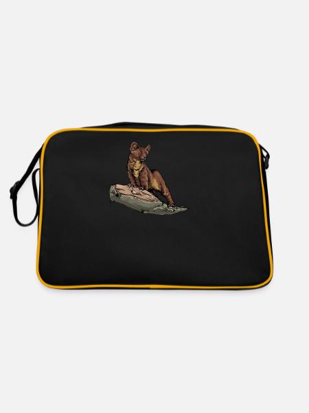 Pine marten I Noble marten marten motif for hunters - Retro Bag - black/gold - Back