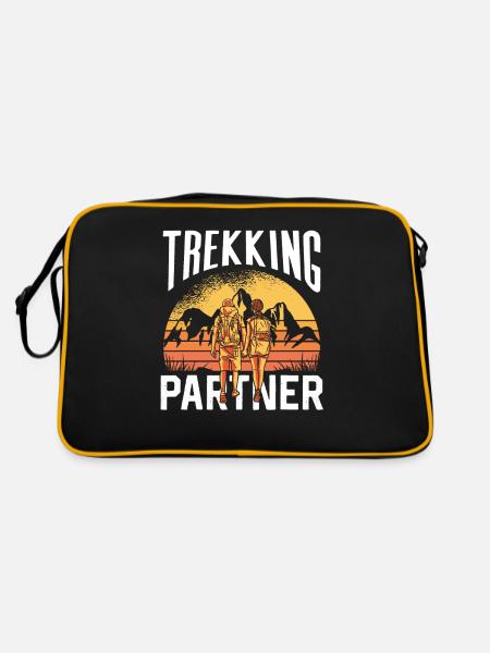 Trekking Partner Couple Hike Hikers - Retro Bag - black/gold - Back