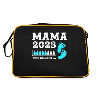 Mutter 2023 Werdende Mama Loading 2023 - Retro Tasche - Schwarz/Gold - Hinten