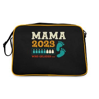 Mutter 2023 Werdende Mama Loading 2023 - Retro Tasche - Schwarz/Gold - Hinten