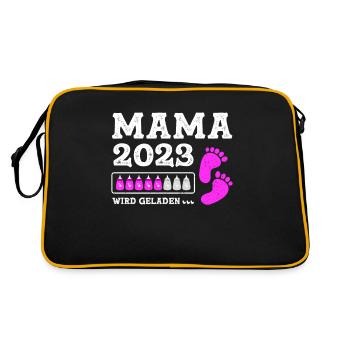 Mutter 2023 Werdende Mama Loading 2023 - Retro Tasche - Schwarz/Gold - Hinten