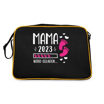Mutter 2023 Werdende Mama Loading 2023 - Retro Tasche - Schwarz/Gold - Hinten