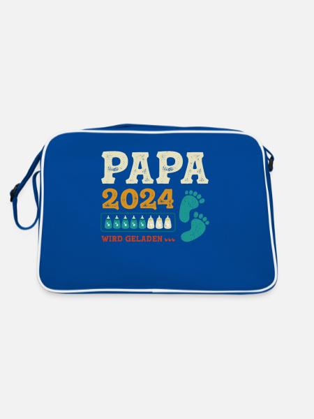 Vater 2024 Werdender Papa Loading 2024 - Retro Tasche - Blau/Weiß - Hinten