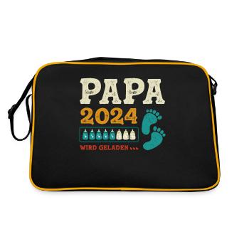 Vater 2024 Werdender Papa Loading 2024 - Retro Tasche - Schwarz/Gold - Hinten