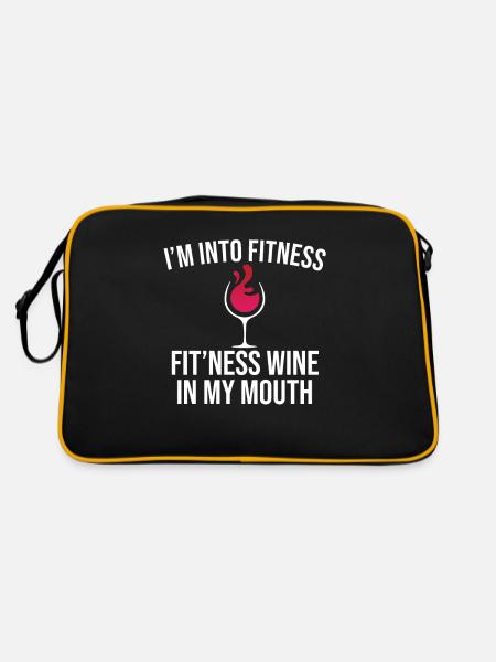 Fitness Boire du vin dans la bouche Amoureux Buveurs - Sac Retro - noir/or - Dos