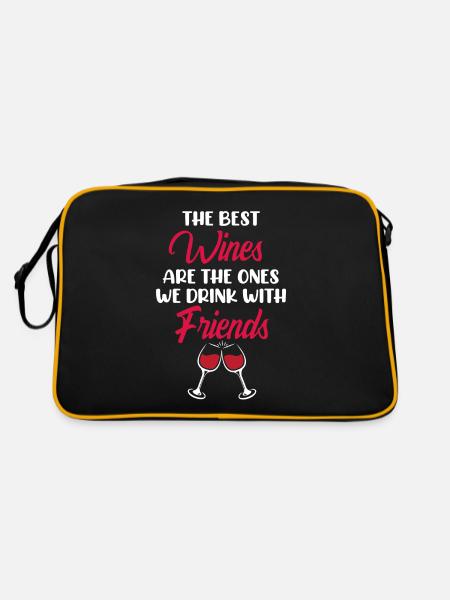 Boire du vin avec des amis Boire des dictons - Sac Retro - noir/or - Dos