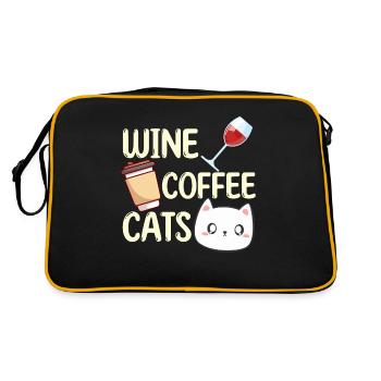 Vin Café Chats Amoureux Buveurs Buveurs - Sac Retro - noir/or - Dos