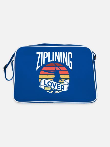 Ziplining Liebhaber Seilrutsche Sport Zipline - Retro Tasche - Blau/Weiß - Hinten