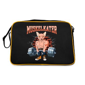 Fitnesstraining Pumpen Muskelkater beim Kreuzheben - Retro Tasche - Schwarz/Gold - Hinten