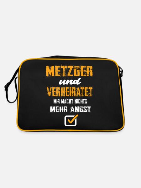 Metzger und Verheiratet - Retro Tasche - Schwarz/Gold - Hinten
