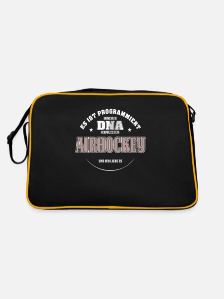 Es ist in meiner DNA ich muss zum AIRHOCKEY - Retro Tasche - Schwarz/Gold - Hinten