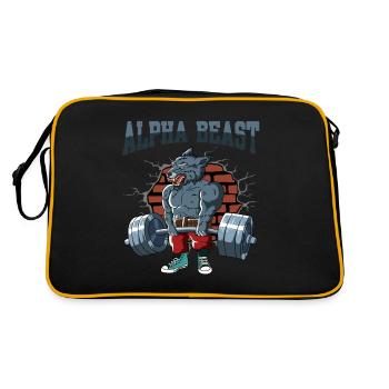 Fitnesstraining Pumpen Wolf beim Kreuzheben - Retro Tasche - Schwarz/Gold - Hinten