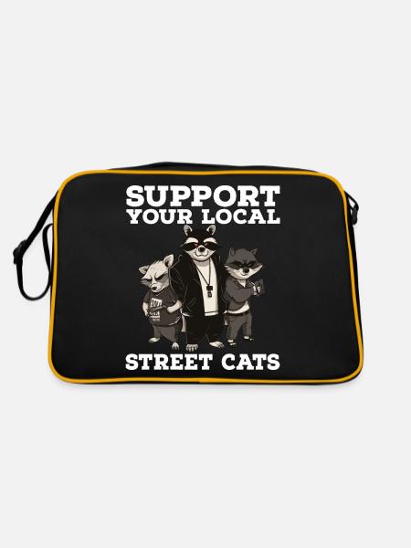 Support Your Local Street Cats Raccoon Opossum - Retro Bag - black/gold - Back