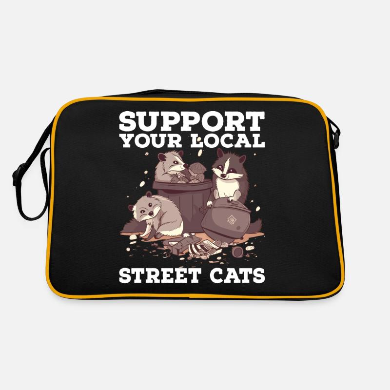 Support Your Local Street Cats Waschbär Opossum Retro Tasche