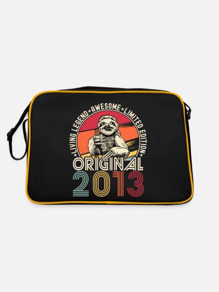 2013 Birthday vintage vintage sloth gift - Retro Bag - black/gold - Back
