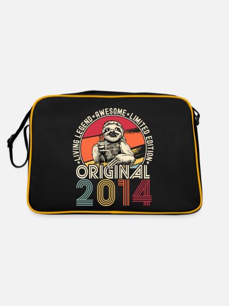 2014 Birthday vintage vintage sloth gift - Retro Bag - black/gold - Back