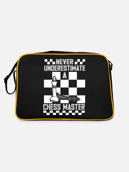 Lusitger Schachspieler Spruch I Schach - Retro Tasche - Schwarz/Gold - Hinten