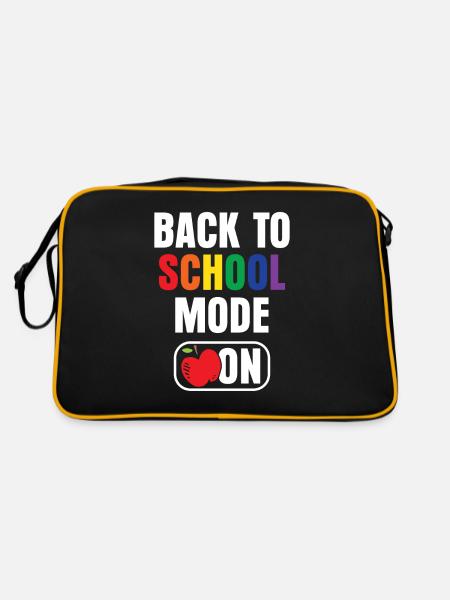 Schulanfang Modus Ein Schulstart Lehrer Schule - Retro Tasche - Schwarz/Gold - Hinten