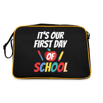 Es Ist Unser Erster Schultag Schule Schulstart - Retro Tasche - Schwarz/Gold - Hinten