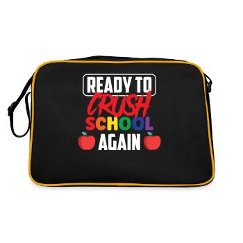 Bereit Die Schule Wieder Zu Erobern Schulstart - Retro Tasche - Schwarz/Gold - Hinten