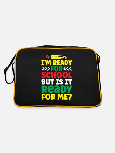 Am ready for school she is ready for me - Retro Bag - black/gold - Back