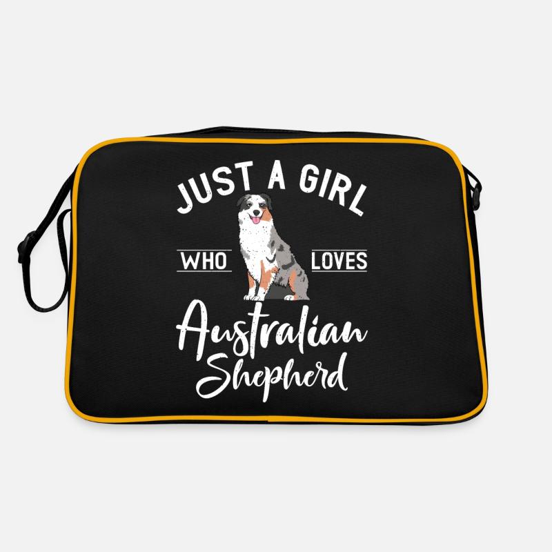 Australian Shepherd Geschenke - Retro Tasche - Schwarz/Gold