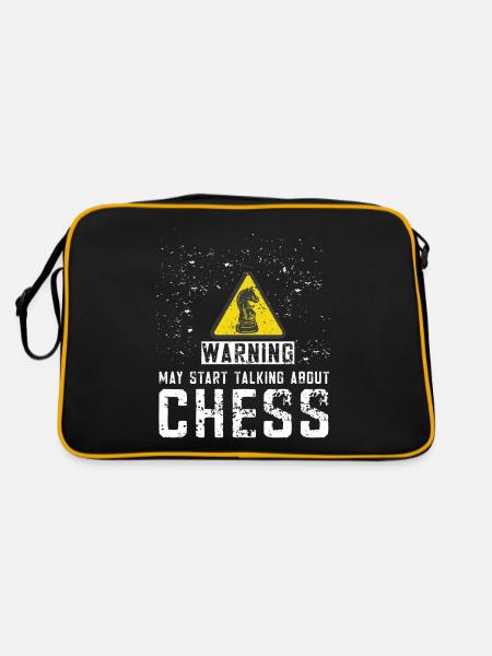 Lusitger Schachspieler Spruch I Schach - Retro Tasche - Schwarz/Gold - Hinten