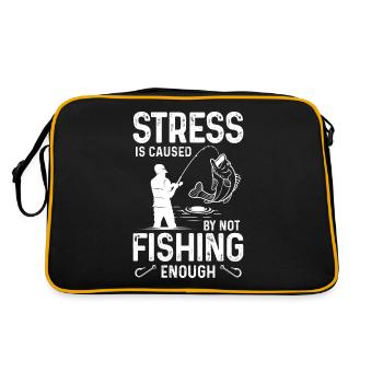 Stress arises when you don't fish enough - Retro Bag - black/gold - Back