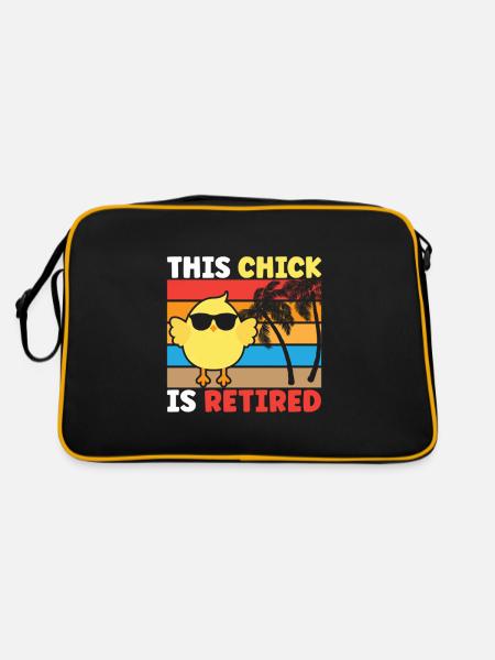 Retired Chick 2023 Ruhestand Party Leben Männer - Retro Tasche - Schwarz/Gold - Hinten