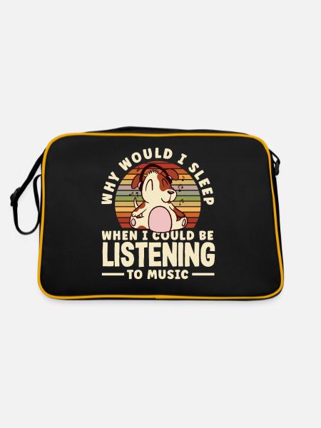 Why would I sleep when I could be listening to - Retro Tasche - Schwarz/Gold - Hinten