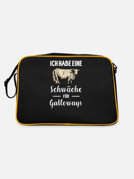 Galloway Rind I Schottland Rinderzucht für - Retro Tasche - Schwarz/Gold - Hinten