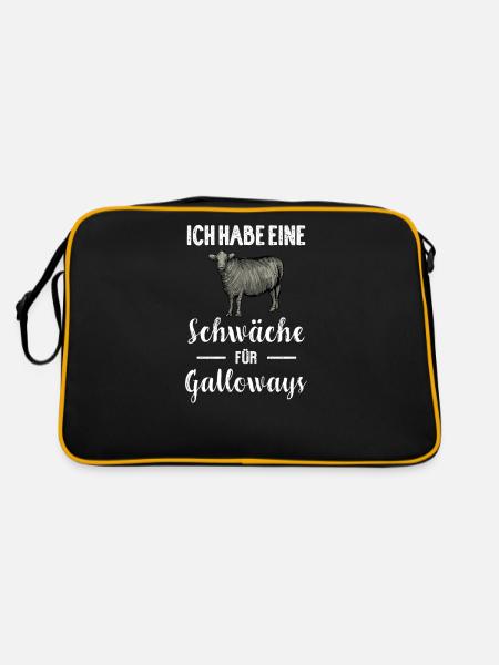 Galloway Rind I Schottland Rinderzucht für - Retro Tasche - Schwarz/Gold - Hinten