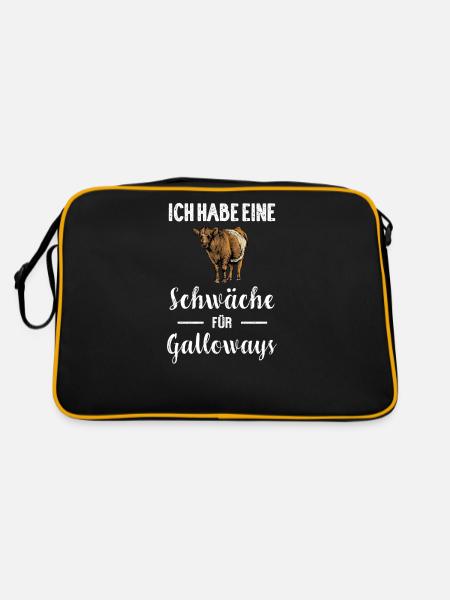 Galloway Rind I Schottland Rinderzucht für - Retro Tasche - Schwarz/Gold - Hinten