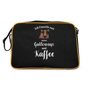 Galloway Rind I Schottland Rinderzucht für - Retro Tasche - Schwarz/Gold - Hinten