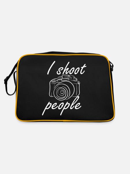Fotografen Spruch Hobby Fotograf - Retro Tasche - Schwarz/Gold - Hinten