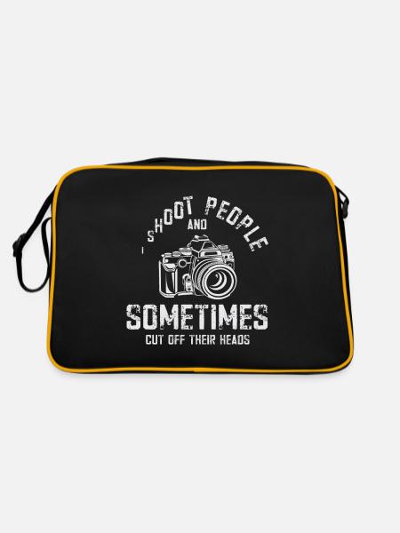 Fotografen Spruch Hobby Fotograf - Retro Tasche - Schwarz/Gold - Hinten
