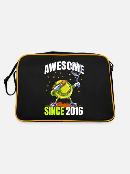 Awesome Since 2016 - 7th Tennis Birthday - Retro Bag - black/gold - Back