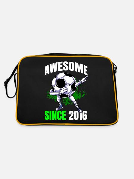 Awesome Since 2016 - 7th Soccer Birthday - Retro Bag - black/gold - Back