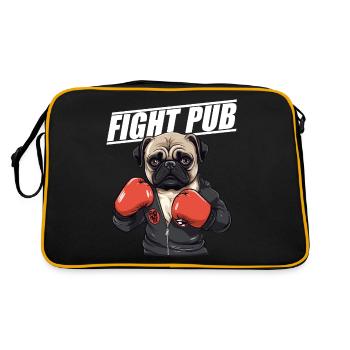 Fight Pub Mops mit Boxhandschuhen - Retro Tasche - Schwarz/Gold - Hinten