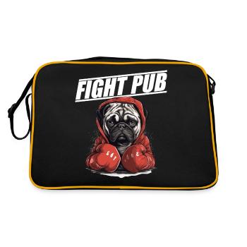 Fight Pub Mops mit Boxhandschuhen - Retro Tasche - Schwarz/Gold - Hinten
