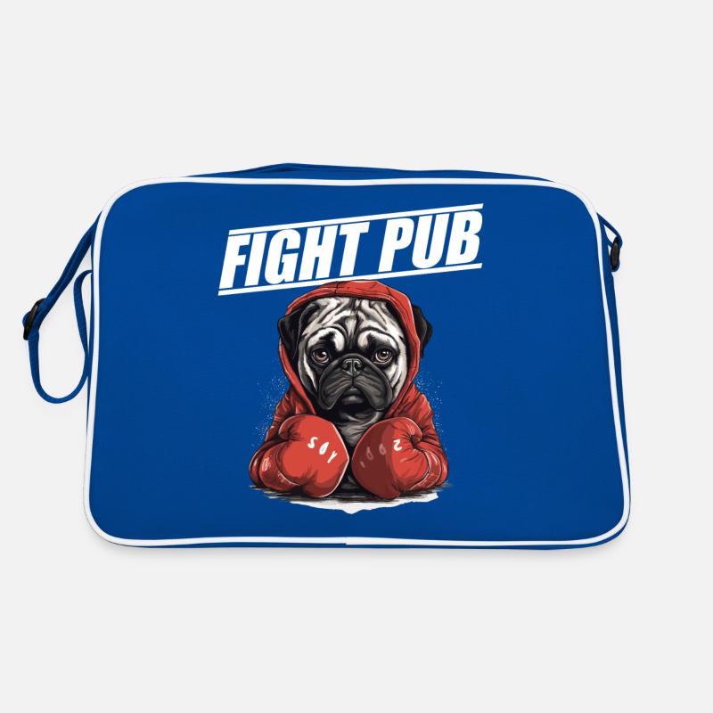 Fight Pub Mops mit Boxhandschuhen Retro Tasche