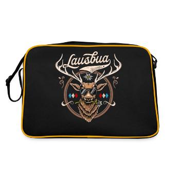 Lausbua T-Shirt Herren Trachtenshirt Kinder Hirsch - Retro Tasche - Schwarz/Gold - Hinten